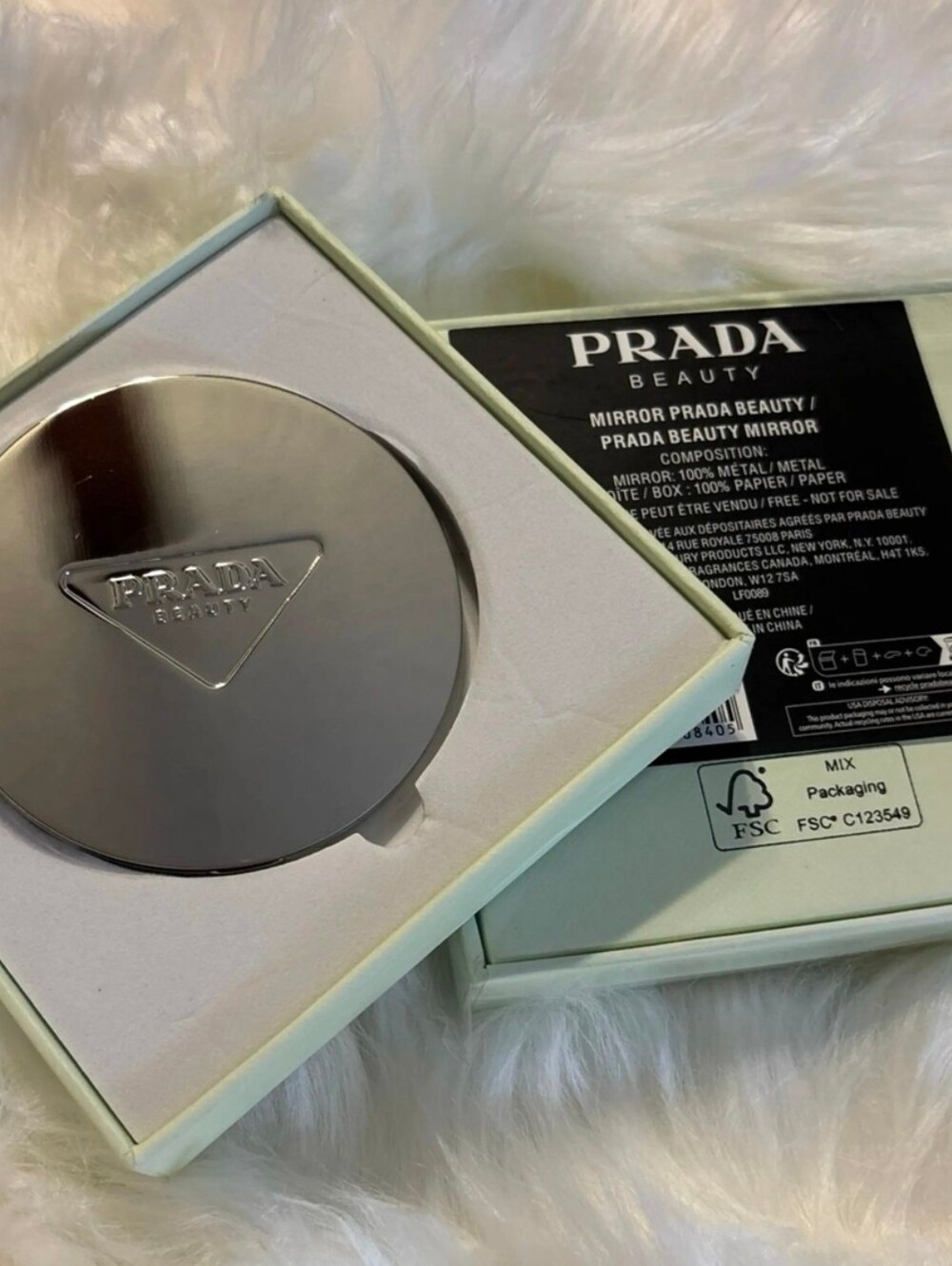Prada GWP Beauty Silver Compact Mirror NIB